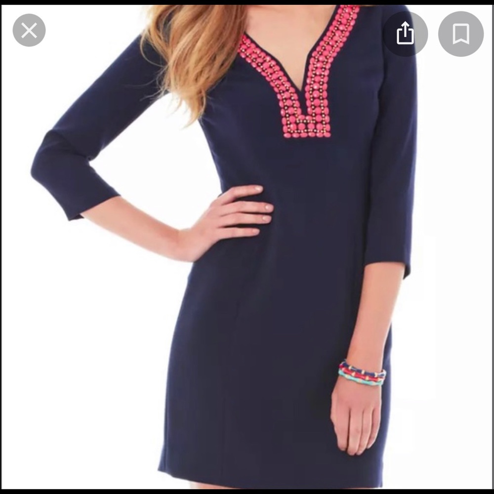 Lilly Pulitzer Bennett Navy Embellished sz 6